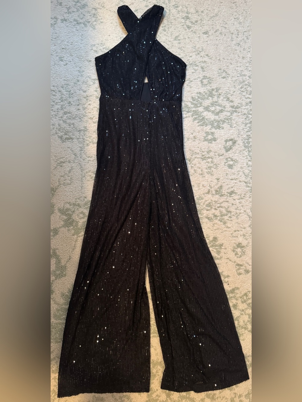 Lulu's Black Sequin Halter Jumpsuit